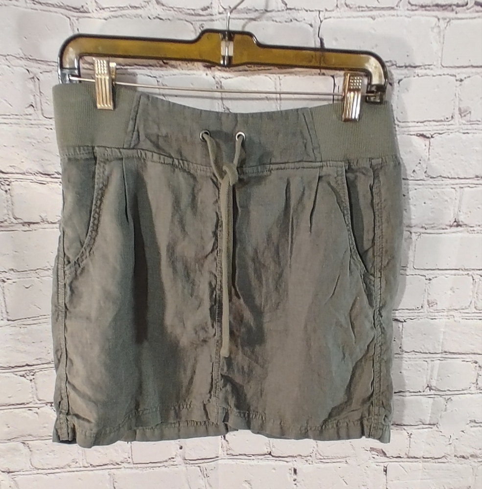 Athleta Linen Jasper Green Seline Skirt Size 4